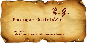Maninger Geminián névjegykártya